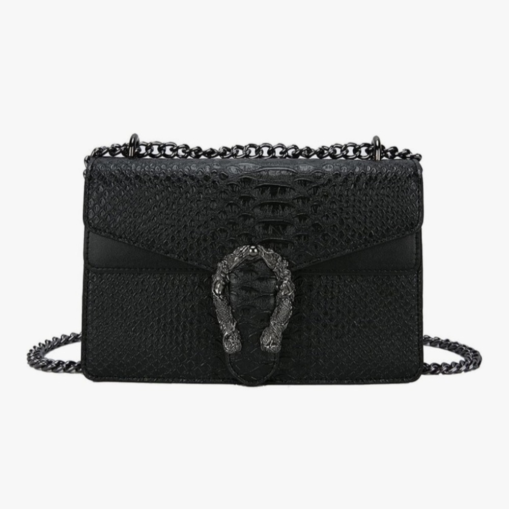 Sophisticated Black Crossbody Bag with Chain Strap